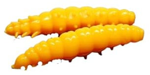 Libra Lures Larva 30mm | Forellenköder Supersoft | Inhalt: 15 Stück | Aroma: Krill | Farbe: 008 / Dark Yellow