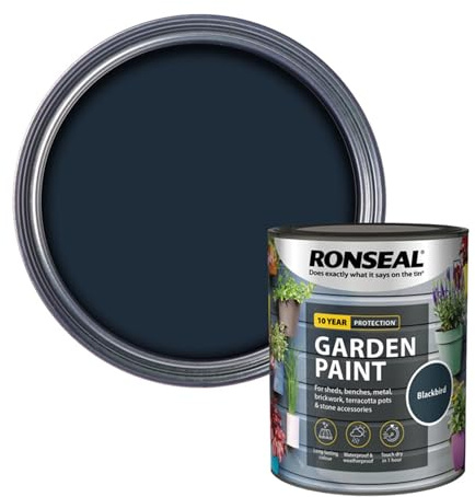 AOC24 Garden Fence Paint 750ml – Multi-Surface Exterior Paint for Wood, Brick, Metal, Stone & Terracotta – Waterproof, Resists Fading, Matt Finish for Sheds, Fences, Garden Furniture Black Bird