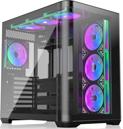 RAIJINTEK ATREUS BT7 Boîtier PC de jeu E-ATX en verre trempé incurvé, 7 x 120 mm, miroir infini, ventilateurs ARGB PWM, haute circulation de l'air