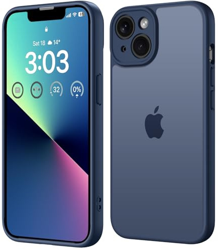 ORDA für iPhone 13 Hülle 6,1 Zoll, Vollständiger Kameraschutz Stoßfest Kratzfest Transluzente Rückseite Schutzhülle, Anti-Fingerabdruck Matt Handyhülle für iPhone 13 (Dunkel Blau)