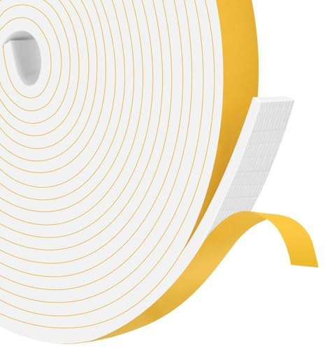 YIMIKI Schaumstoff Fensterdichtung 12 x 3mm, Fenster & kleine Spalten, 15M | Dünn für Fenster, Schubladen, Schränke&Spalte, Stark haftend, Schaumstoff gegen Zugluft&Geräusche, Rückstandsfrei entfernbar