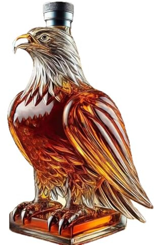 Whisky Dekanter Adler Form | Lustige Whiskyflasche für Männer als Tierstatue - Geschenk für Papa, Ehemann & Whiskyliebhaber (Premium Glas)
