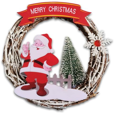 CLHXWU Ghirlanda di Natale per Porta,23cm Corona di Natale,Ghirlanda di Natale Intrecciata Per Camino/Pareti/l'ingresso della Porta (A)