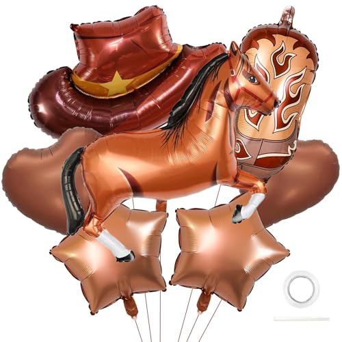Ovanda 7 Stück Party Ballons mit Western Thema, Cowboy Western Deko