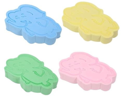 KHAOL 4 Pcs Cartoon Elephant Shape Magic Exfoliating Bath Sponge for Rough Skin On Knees, Elbows & Feet, Soft Magic Exfoliating Body Scrubber Skin-Friendly