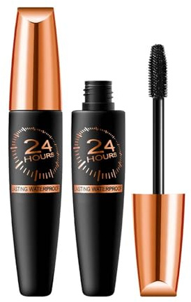 Wasserfeste Metal Mascara, Schwarz Extra Slim Super Curling Voluming Eyelash, Borstenlose Metallwimpernbürste,Lang Anhaltende 4D-Wimperntuschen aus Seidenfasern (Schwarz)
