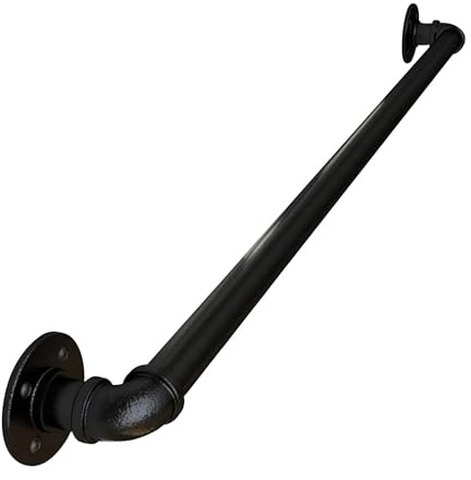 Corrimano in metallo nero per scale interne, antiscivolo, per scale industriali, regolabile 350 cm, con supporto, design moderno