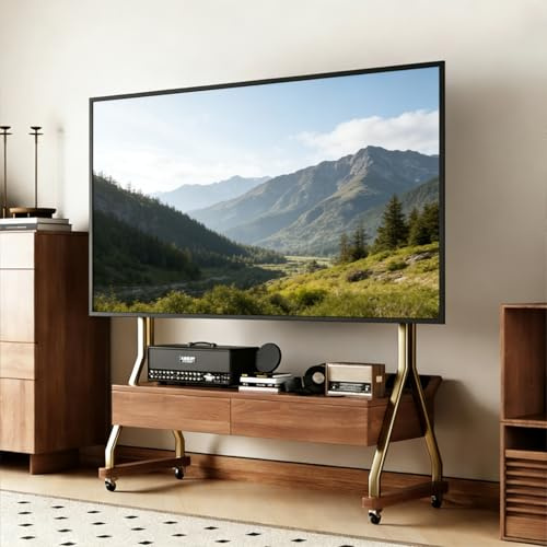 Supporto TV mobile con ruote, carrello porta TV per televisori da 40 a 85 pollici, ripiano girevole per televisore da pavimento, adatto per soggiorno, ufficio, sala riunioni(D)