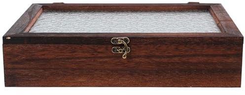 ARTSEWPLY Caja Organizadora de Madera Maciza con Tapa de Cristal Templado Joyero de Madera Grande con Estampado Floral de Manzano Organizador Multiusos para Bolsitas de Té Maquillaje y