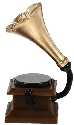 Veemoon Mini Phonographe Vintage en Résine, Modèle Miniature Décoratif pour Maison de Poupée, Accessoire de Décoration Intérieure Rétro, Ornement de Table Compact, Décoration Miniature