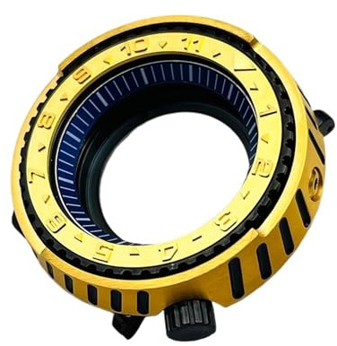 1st guld rustning svart tonfisk klockfodral Kopparramsinsats genomskinlig baksida Passar for NH36 NH35 rörelsedelar(A2)