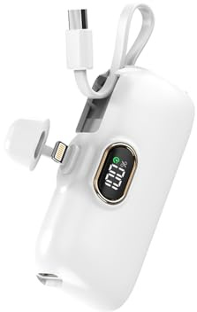 Mini Power Bank 5000mAh cavo USB-C Type-c 22.5W compatibile con iPhone 14, 13, 12, 11, Pro, Max, Plus, Samsung Galaxy S26 S25 S24 S23 caricatore portatile Fast Charge con connettore per iPhone