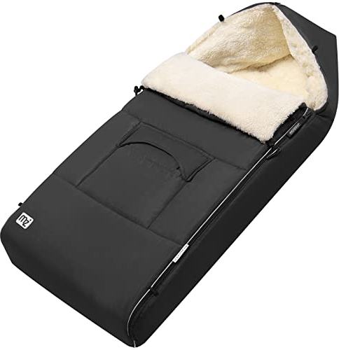 MONZANA® Fußsack für Kinderwagen Baby Winter mit Reflektoren Reißverschluss Waschbar Buggy Babyschale Kuschelig Thermo-Fleece Grau