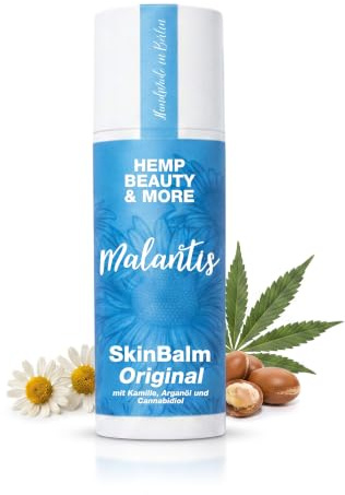 Malantis Hanfsalbe 50ml - SkinBalm Original - Hanföl Creme zur Pflege trockener Haut, Schuppenflechte, Neurodermitis - Vitamin B1, B2, E, Linolsäure