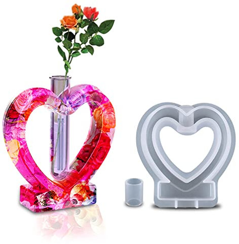 LHKK Vase Resin Molds for Plant, Flower Arrangement Mould, Propagation Station Vase Casting Mold Epoxy Resin Gardening Kit for Hydroponic/Flowers Home Office Desktop Decoration (Heart Shape)