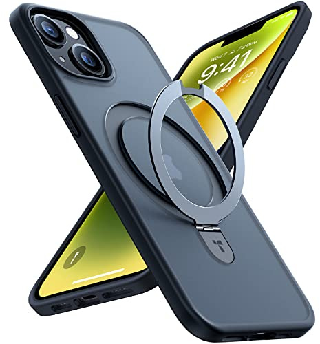 TORRAS Ostand Q1 Guardian für iPhone 13/14 Hülle mit MagSafe Case, Schwarz | Unsichtbarer Ständer · extra starke Magnetkraft · Militärschutz · stoßfest · All-in-One-Design