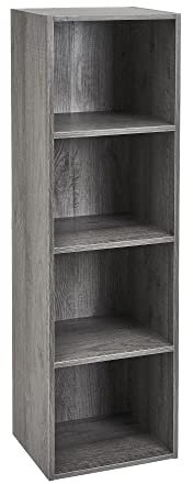 LOLAhome Estantería Cubo de Madera para Despacho, Librería, Dormitorio o Despensa (Gris, 4 estantes (106 cm))