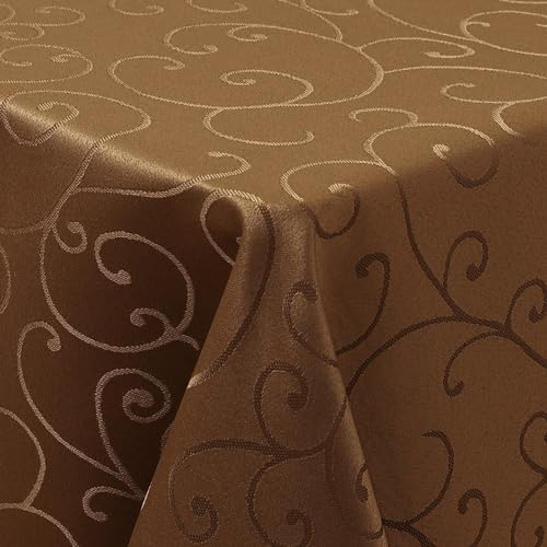 Homaxy - Tovaglia rettangolare 100x140 cm, in poliestere jacquard lavabile, resistente alla polvere, per cucina, sala da pranzo e decorazione interna, marrone