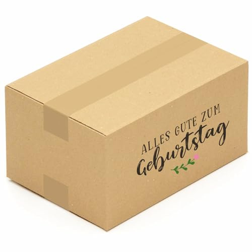 KK Verpackungen® Versandkartons mit Geburtstagsmotiv | 1 Stück, 300 x 200 x 150 mm Postkartons mit Happy Birthday Motiv | Idealer Karton für den Paketversand von Geburtstagsgeschenken