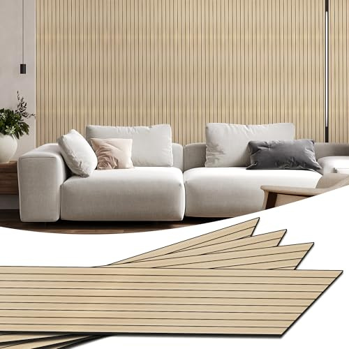 WADILE Panneaux Muraux PVC Imitation Bois – Panneaux 3D Auto-adhésifs pour Isolation Phonique, Revêtement Mural Décoratif pour Intérieur, Salon, Cuisine – Surface Couvrante env. 2,08 m²