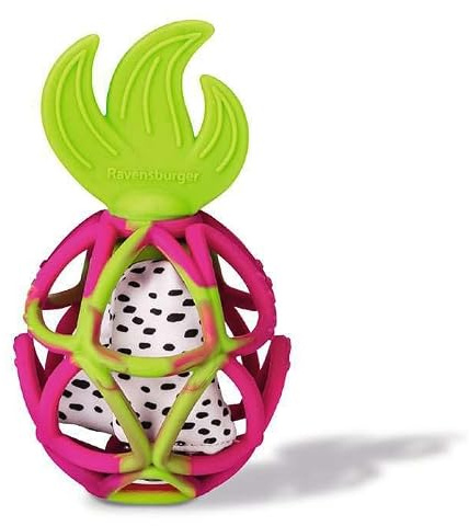 Ravensburger 12034122 Play+ Sensorik-Greifling: Drachenfrucht, Spielzeug ab 0 Monate, Zahnungshilfe, Motorikspielzeug aus Silikon mit Knistertuch