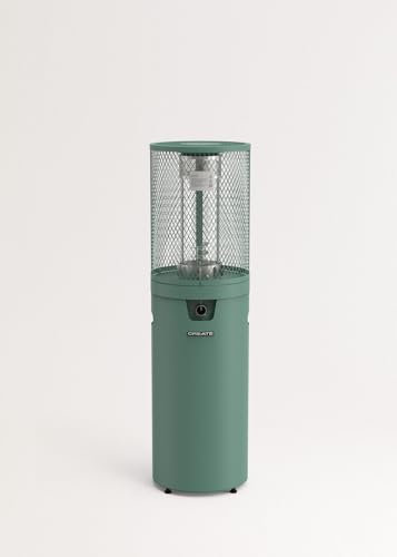 CREATE/FIRE ROUND HEATER/Gasheizer für Terrassen und Außenbereiche Salbeigrün/Elektrische Zündung, einstellbare Flamme, Sicherheitssystem, Außenbereich, widerstandsfähige Materialien, 8 kW