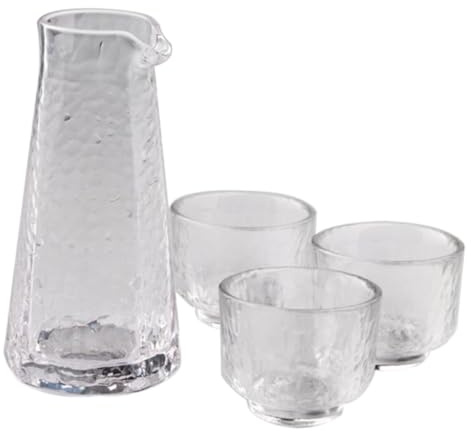 WEKADRIN Set 4 Pezzi Bicchieri per Sakè Giapponese in Vetro Multifunzionale e Ecologico Stile Giapponese per Occasioni Speciali e Casa