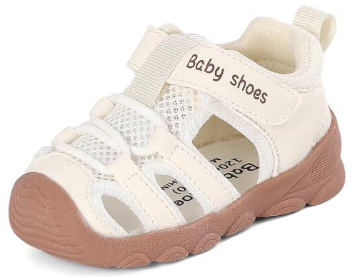 Cheerful Mario Chaussures Premiers Pas d'été pour Tout-Petit Sandales de Sport Bebe Fille Garcon Respirantes et Antidérapantes Blanc 19 EU