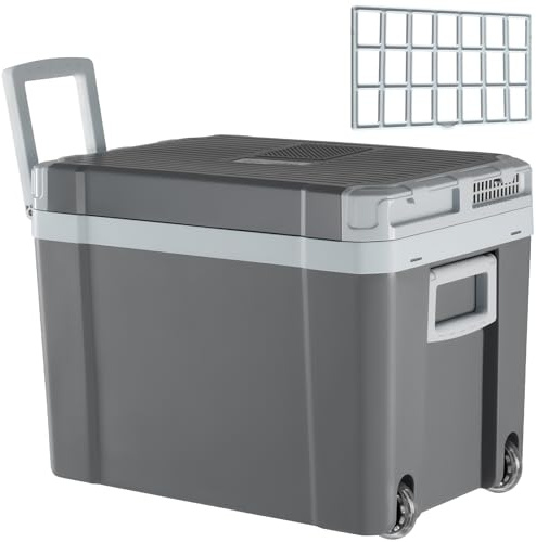 tectake® Frigorifero Portatile Elettrico con Manici e Rotelle 35 L, 52,5x35x40 cm, Frigorifero Piccolo 2in1 Funzione Freddo Caldo, mini frigo portatile presa per Auto e Casa, ECO Mode, Frigo x Camping