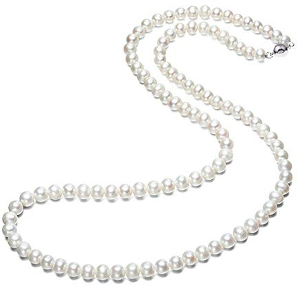 Treasure Bay - Collar elegante de perlas naturales de agua dulce de 7 mm de grado AA en blanco para mujeres, damas y niñas, presentado en una bonita caja de regalo de joyería, 16, 17, 18, 20, 25