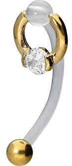 PIERCINGLINE PMFK Bananabell + Chirurgenstahl Design | RING + 4 mm KRISTALL | Piercing Intimbereich Bauch | Farbauswahl
