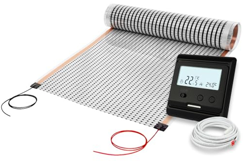 3m 130Watt 12V Niedervolt Carbon Heizfilm mit Thermostat - Bodenheizung im Wohnwagen, individuelle Projekte, Akkukoffer-Heizung, Bienenstock-Heizung, Modellbau