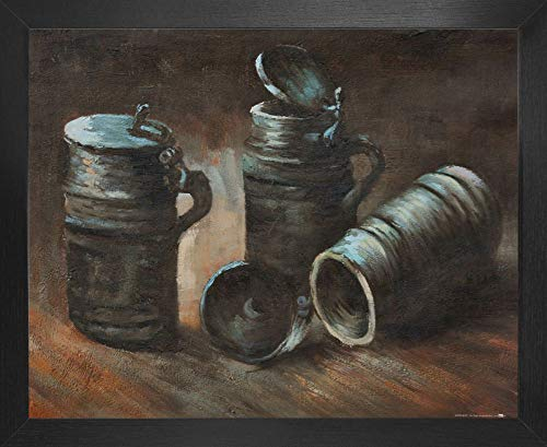 1art1 Vincent Van Gogh Affiche Reproduction et Cadre (MDF) - Nature Morte avec Cruches À Bière, 1884 (50 x 40cm)