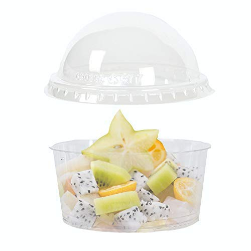 PZ 50 COPPETTE DI PLASTICA TRASPARENTE CC 200 + COPERCHIO IDEALE PER MACEDONIE YOGURT E GELATI PLASTIC CUP FOR ICE CREAM