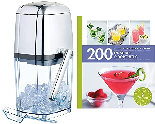 BarCraft Ice Crusher Machine for Cocktails, With Ice Scoop, Plastic and Stainless Steel, 15.5 x 13.5 x 28cm & Hamlyn Cookery: 200 Classic Cocktails