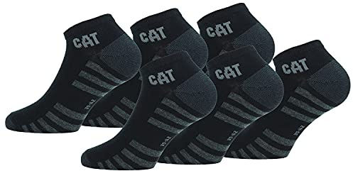 Caterpillar 6 Paia Calzini Sneaker Lunghezza Caviglia - per Qualsiasi Uso - Punta e Talloni Rinforzati - in Cotone (Nero, 39-42)