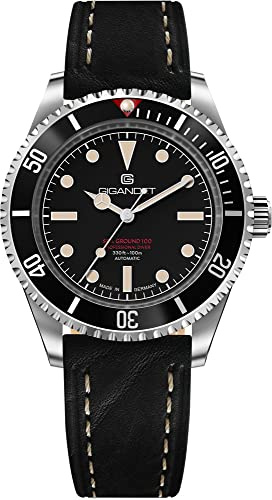 Gigandet Herren-Automatikuhr Sea Ground 100 Vintage - Made in Germany - Saphirglas - Swiss Super Luminova - Edelstahl - Taucheruhr - 100m/10bar wasserdicht - 40mm - G100-003