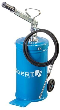 Högert Technik - Grasso con ruote 16L - Pistola professionale per grasso a mano per industria e agricoltura 16L, serbatoio in acciaio, 2600 PSI, 3 cm³ di emissione di grasso, tubo da 1,8 m, ugello a 4