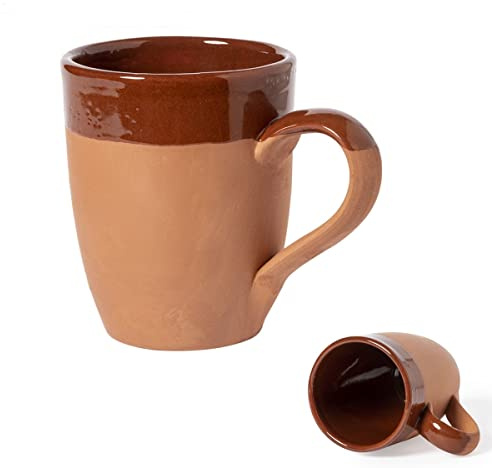 noTrash2003 Handgetöpferte Kaffeebecher aus Ton im rustikalen Look umweltfreundlich und recyclebar Made in Europe (Geschwungen)