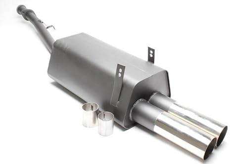 Sportendschalldämpfer Sportauspuff Endschalldämpfer mit 2 Verbinder Stahl 2x76mm rund scharf mit ABE für 3er E36 316i 318i M40 M43 - Eintragungsfrei - 1034144