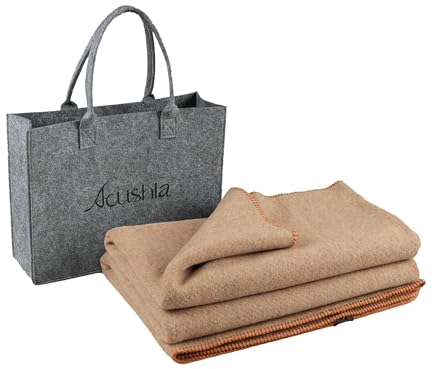 ACUSHLA Coperta in lana merino, grande e versatile, ideale per divano letto e divano, ideale per letto, clima freddo, extra large, 160 x 200 cm, colore: cachi