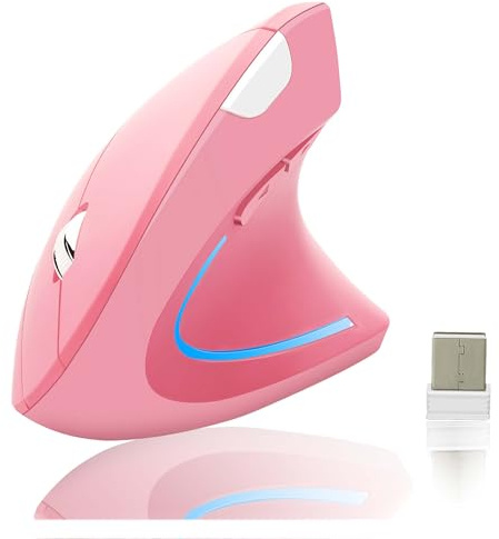 Souris sans fil ergonomique verticale verticale silencieuse haute pression optique droite souris sans fil pour PC/ordinateur portable/MacBook, avec récepteur USB, 6 boutons, 800/1200/1600 DPI, réduit
