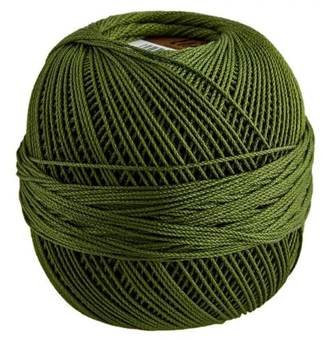 Elisa Häkelgarn Filethäkelgarn Stärke 5, 50 g/200 m LL, 100% Baumwolle gekämmt, mercerisiert, gasiert, NS 1,75-2,0mm, (8545 dunkelgrün)