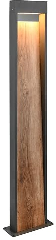 Trio Leuchten LED Außen Wandleuchte Salmon 446960135, Aluminium Druckguss Anthrazit/Holznachbildung, inkl. 11 Watt LED