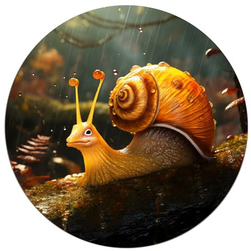 Wallario Glasbild rund Schnecke auf AST - Rund, 50 cm Durchmesser Wandbild Glas in Premium-Qualität: Brillante Farben, freischwebende Optik