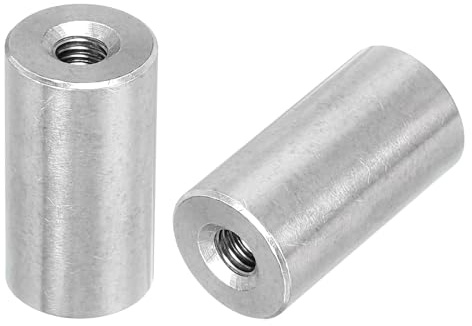 QUARKZMAN 5pcs M6 Rond Connecteur Écrous, 304 Inox Acier Accouplement Écrou 30mm/1.2 Longueur Manchon Tige Barre Goujon Écrou pour Support, M6x30x16mm