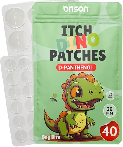Brison Bug Bite Itch Patches - 40 Counts Insect Mosquito Stickers Natural D-Panthenol Formula Indoor Camping Essentials for Kids Adults