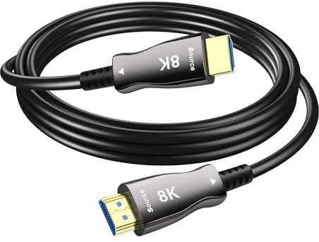SinLoon Câble HDMI à fibre optique Câble HDMI 2.1 ultra 8K haute vitesse 48 Gbps 8K @ 60 Hz 4K @ 120 Hz Prise en charge DDC CEC HPD eARC Compatible avec HDTV Xbox Blu-ray Monitor Projecteur (10FT)
