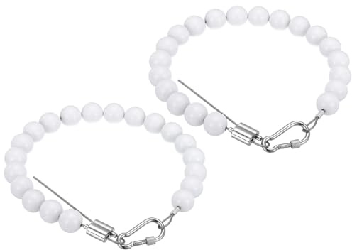 PATIKIL 2Stk Fahnenmast Halter Ring Fahnen Mast Zubehör Fahnen Perlen Weiß | Befestigungs Ring Halterung, Fahnen Nah Am Mast Gewicht, Mit Edelstahl Kabel