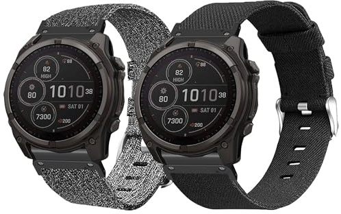 Blueshaweu 20MM 22MM 26MM QuickFit Armband Kompatibel mit Garmin Fenix 8, Nylon Strick Replacement Uhrenarmband Kompatibel für Garmin Fenix 8 43mm /47mm /51mm Serie etc. Uhr (26MM, 2 Pack)